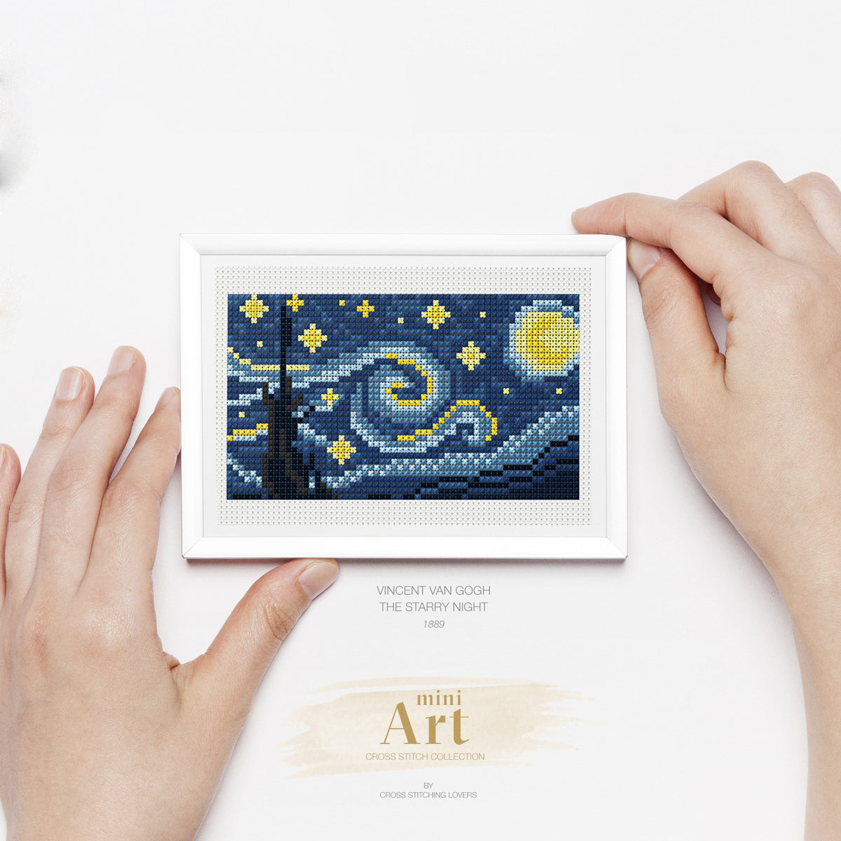 YEESAM ART Kreuzstich-Set – Van Gogh Sternennacht, 11 CT, 59x45 Cm, Mit Vorgedrucktem Muster Für Anfänger & Erwachsene