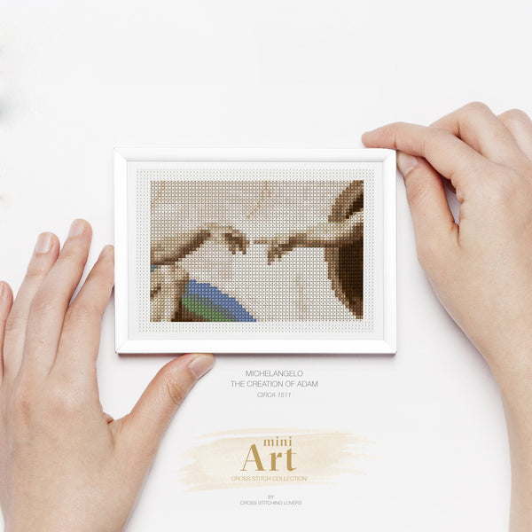 The Creation of Adam by Michelangelo - Mini Cross stitch ART