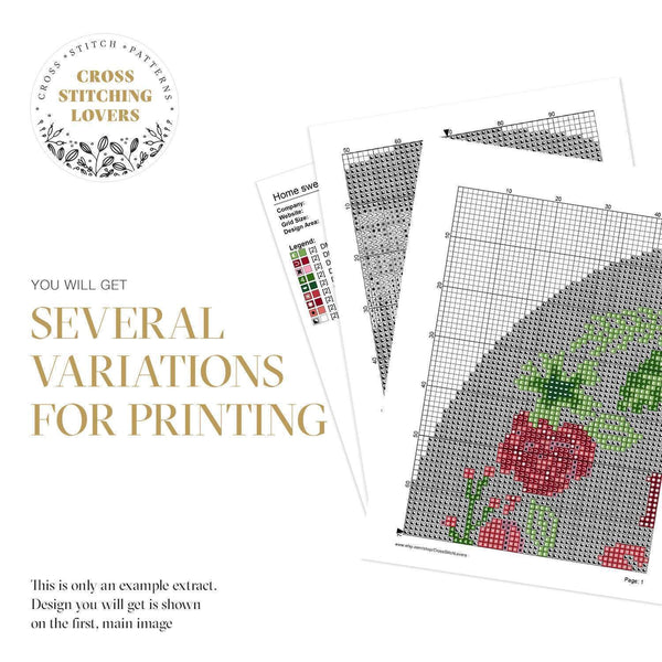 Composition with red blue and yellow - Mini Cross stitch ART