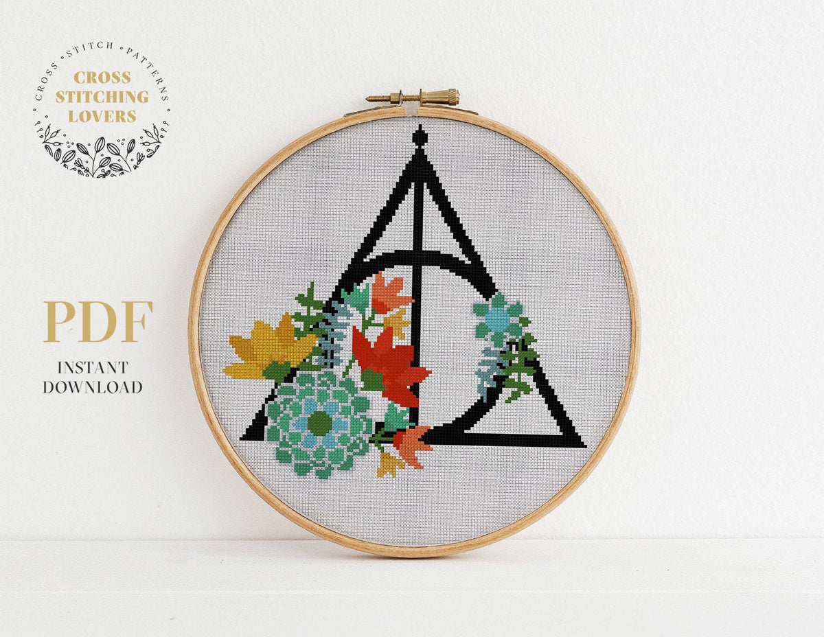 Deathly Hallows cross stitch pattern Harry Potter cross stitch Watercolor  cross stitch