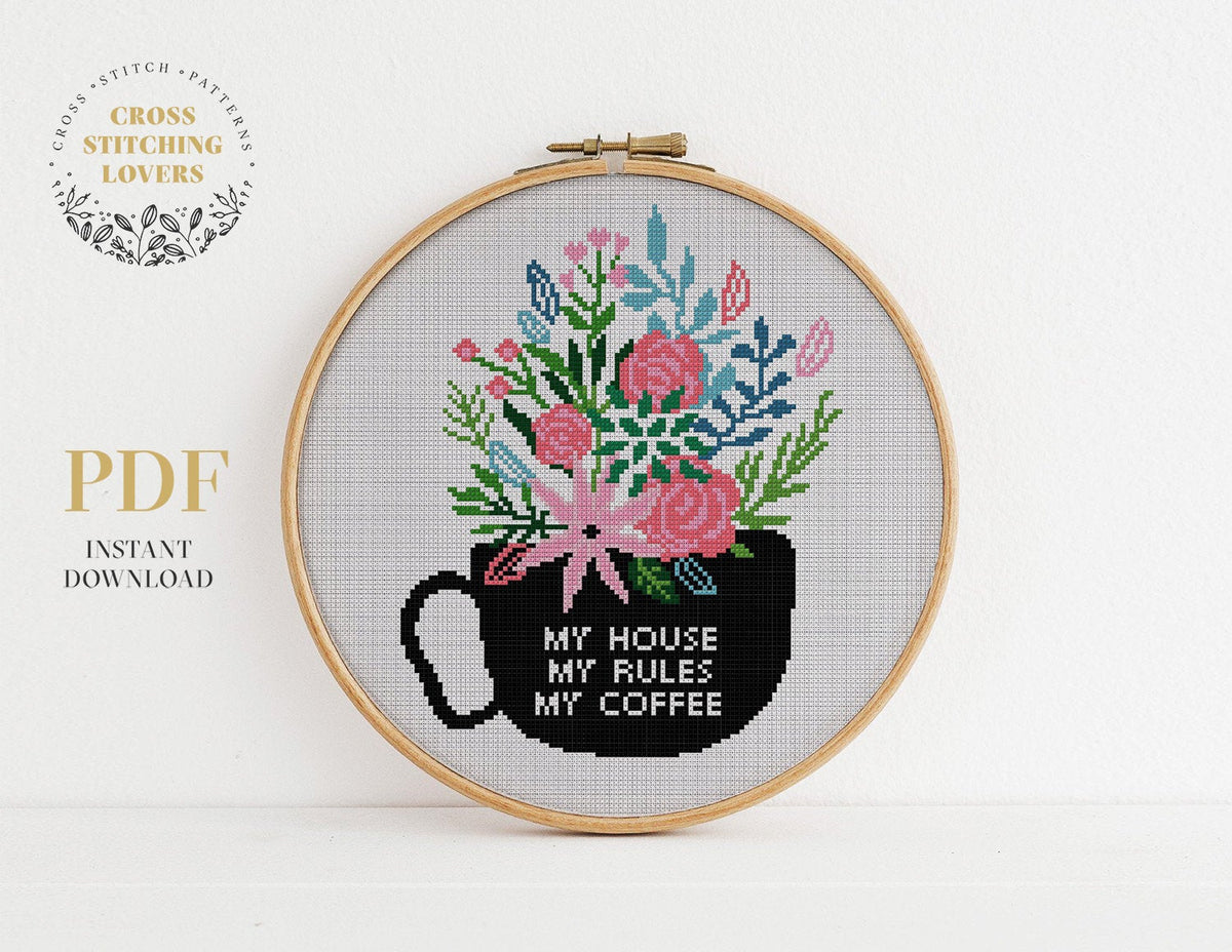 Coffee cup cross stitch pattern download PDF Coffee quote -  Portugal