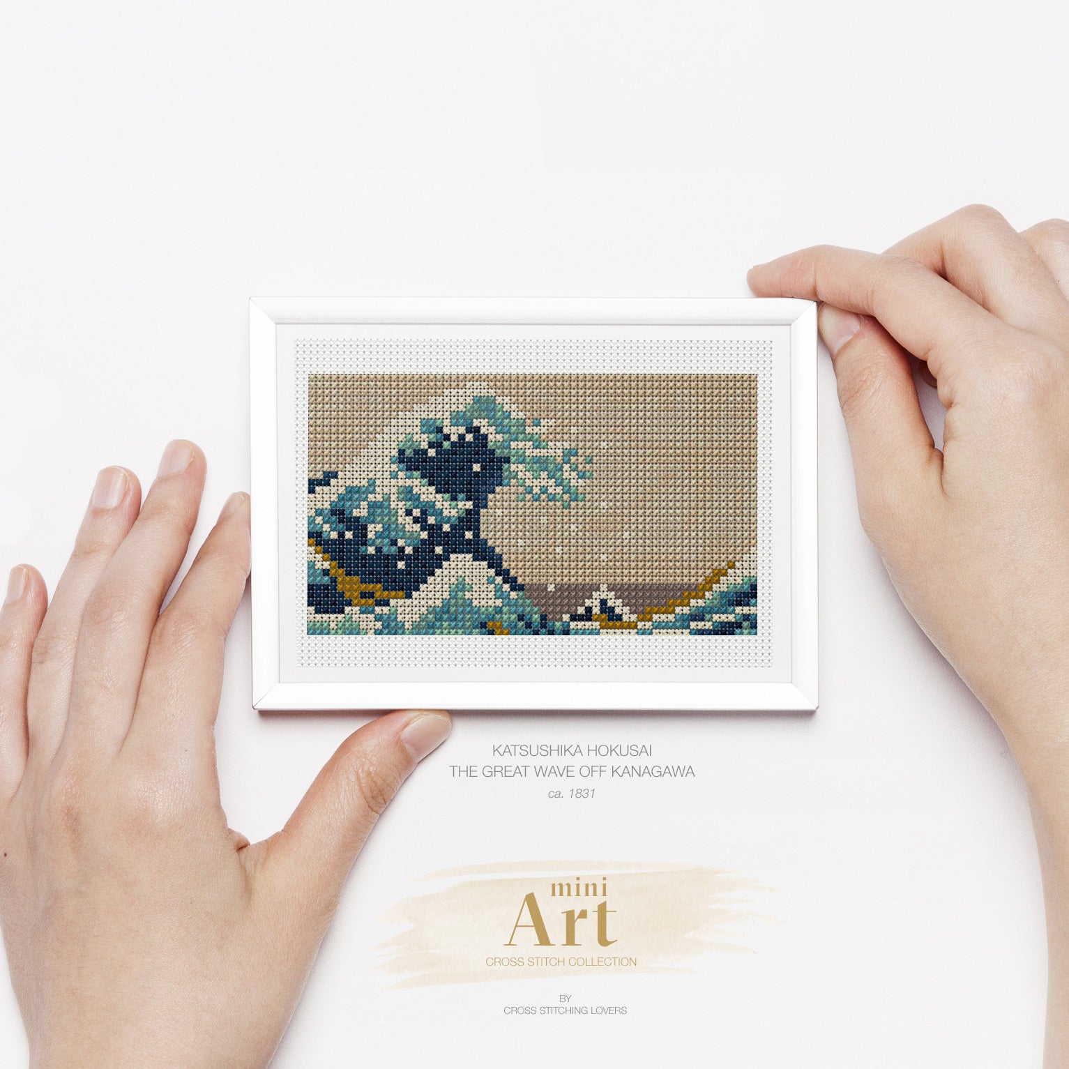 The Great Wave off Kanagawa by Katsushika Hokusai - Mini Cross stitch ART