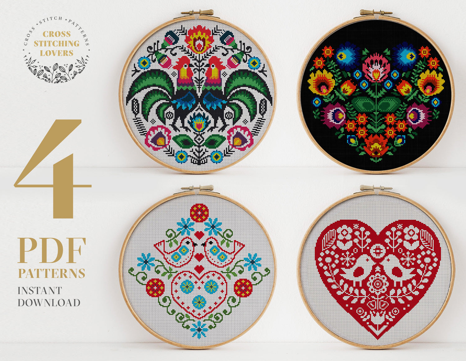 Folk theme bundle - Cross stitch pattern