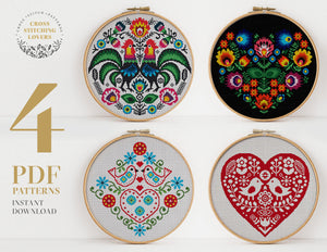 Folk theme bundle - Cross stitch pattern