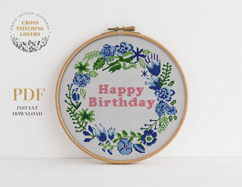 Happy Birthday - Cross stitch pattern