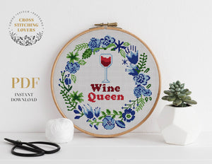 Wine Queen - Cross stitch pattern