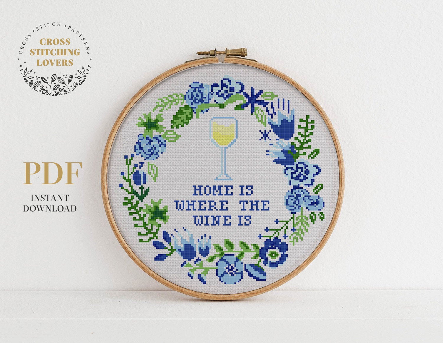 Home is where the wine is - Cross stitch pattern