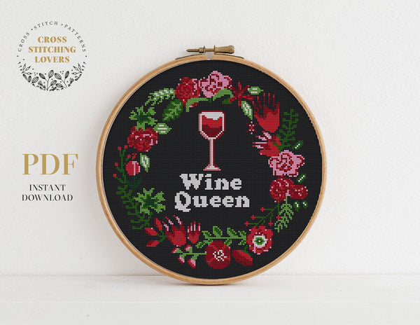 Wine Queen - Cross stitch pattern