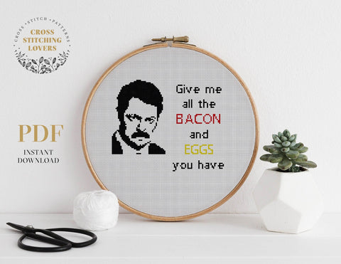 Eggs and Bacon, Ron Swanson quote - Cross stitch pattern