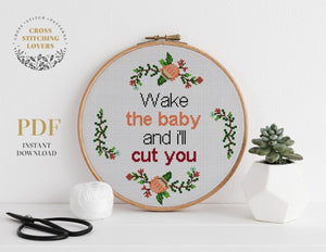 Wake the baby - Cross stitch pattern