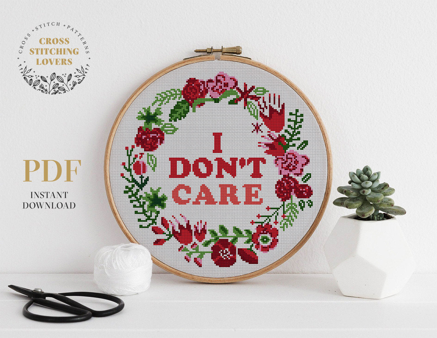 I don't care - Cross stitch pattern