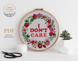 I don't care - Cross stitch pattern