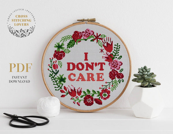 I don't care - Cross stitch pattern