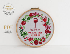 Home is where the wine is - Cross stitch pattern