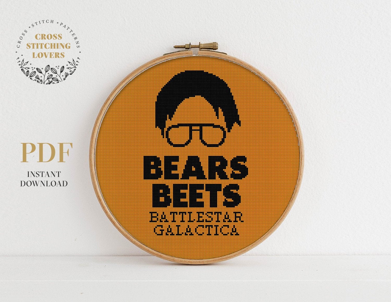 Dwight Bears Beets Battlestar Galactica - Cross stitch pattern