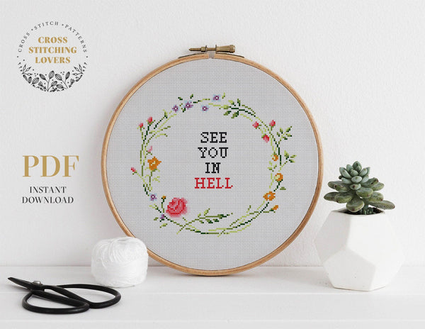 SEE you In Hell - Cross stitch pattern