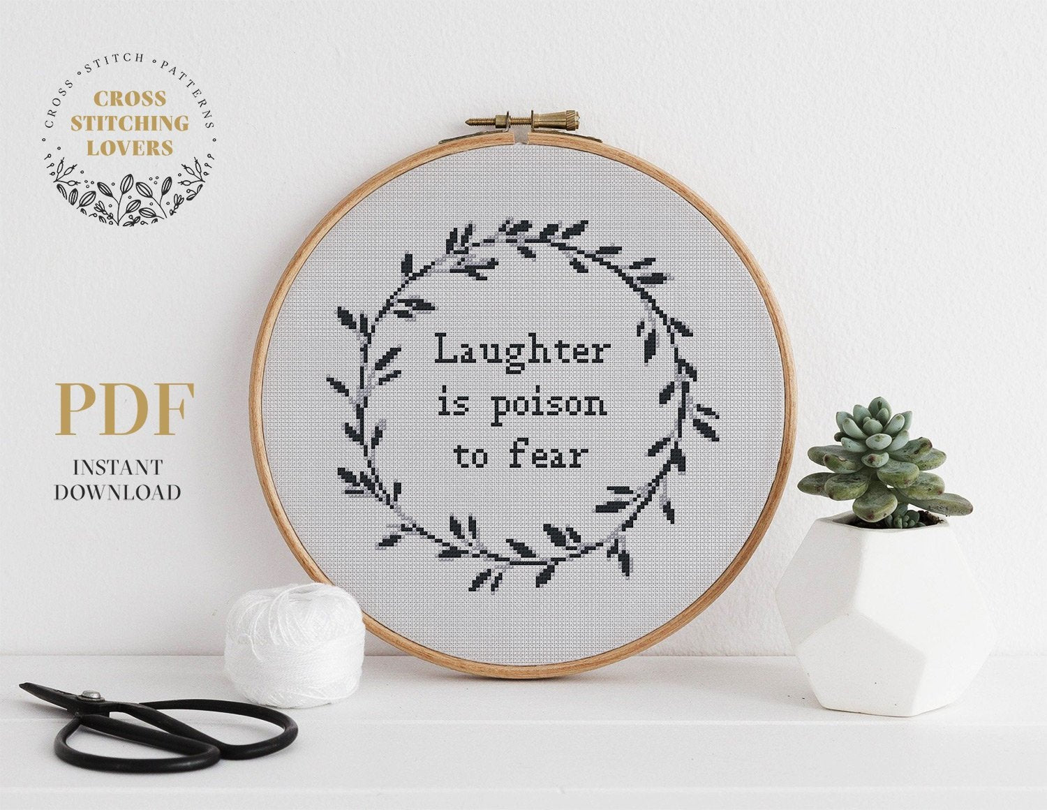 Laughter is poison to fear - Cross stitch pattern