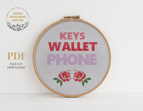 Keys wallet phone - Cross stitch pattern