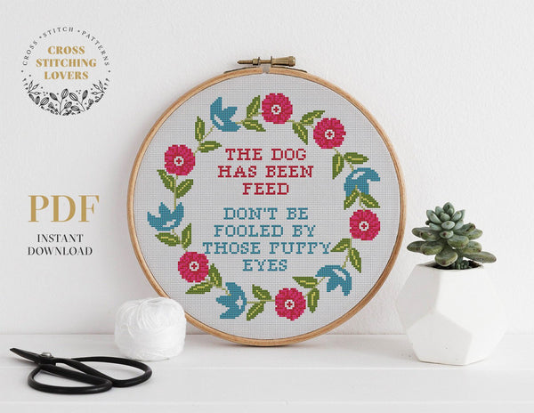 Dog has been feed - Cross stitch pattern