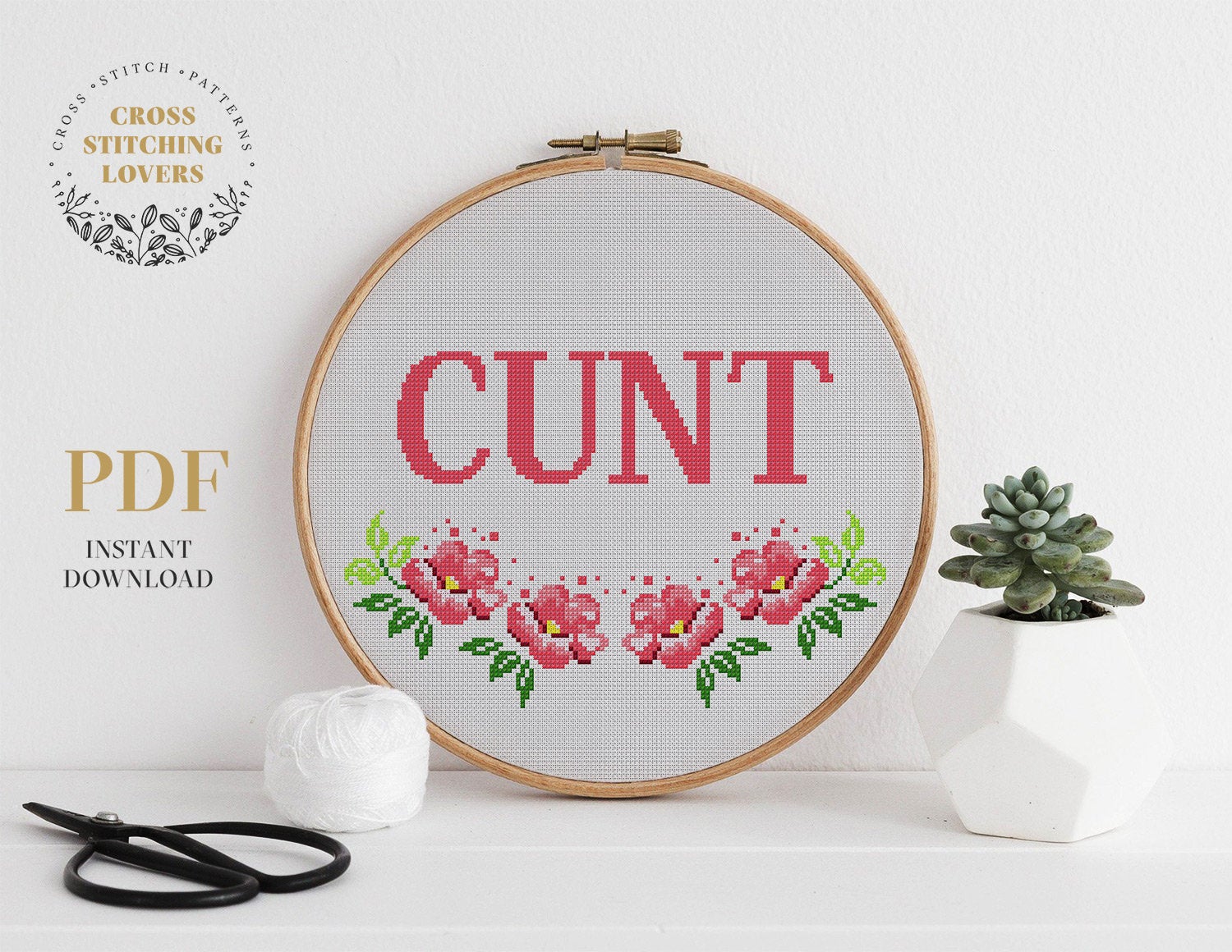 Dirty word "CUNT" - Cross stitch pattern