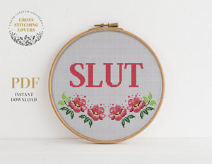 Dirty word "SLUT" - Cross stitch pattern