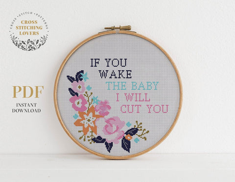 If you wake the baby - Cross stitch pattern