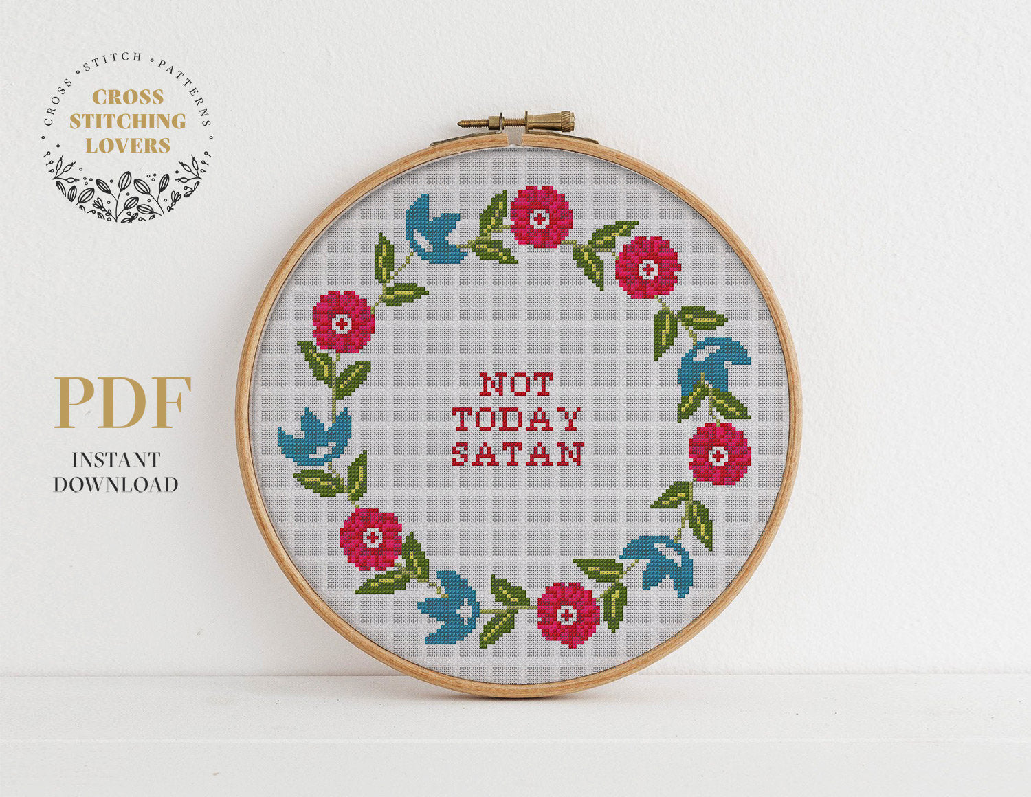Not Today Satan - Cross stitch pattern