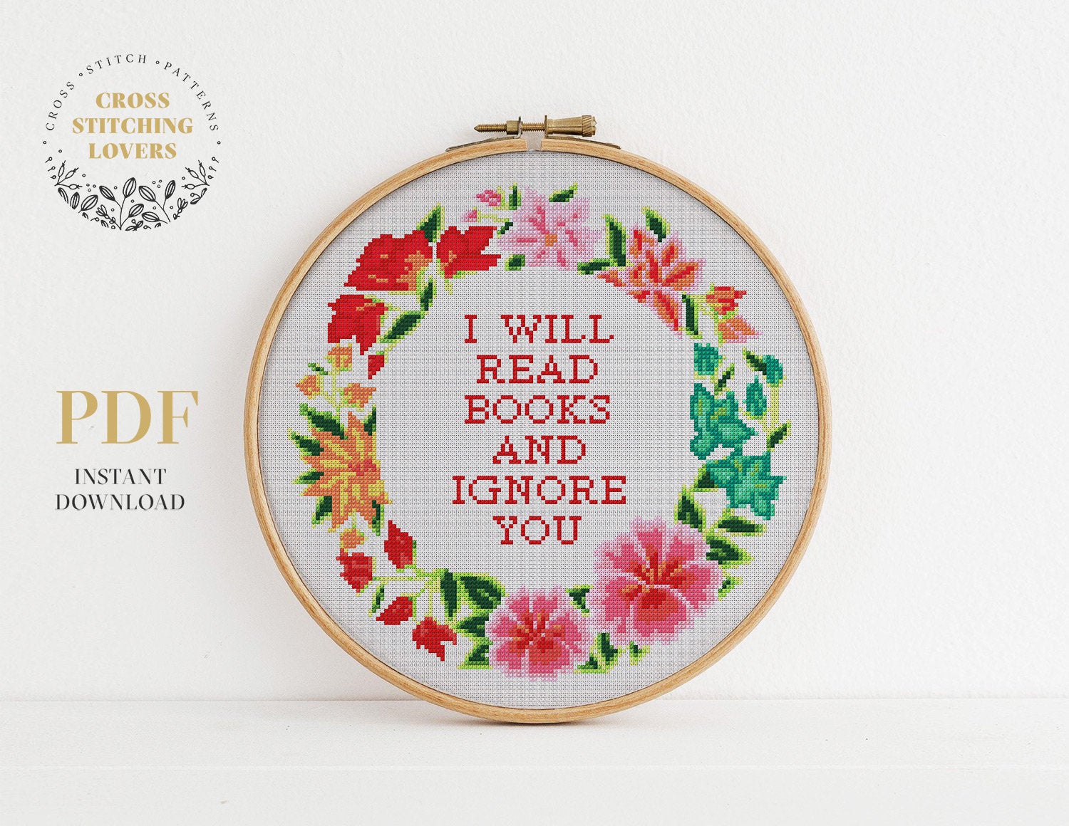 I will read books and ignore you - Cross stitch pattern