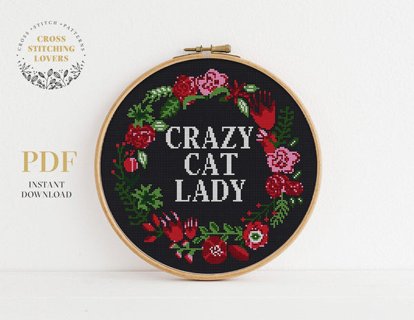 Crazy Cat Lady - Cross stitch pattern