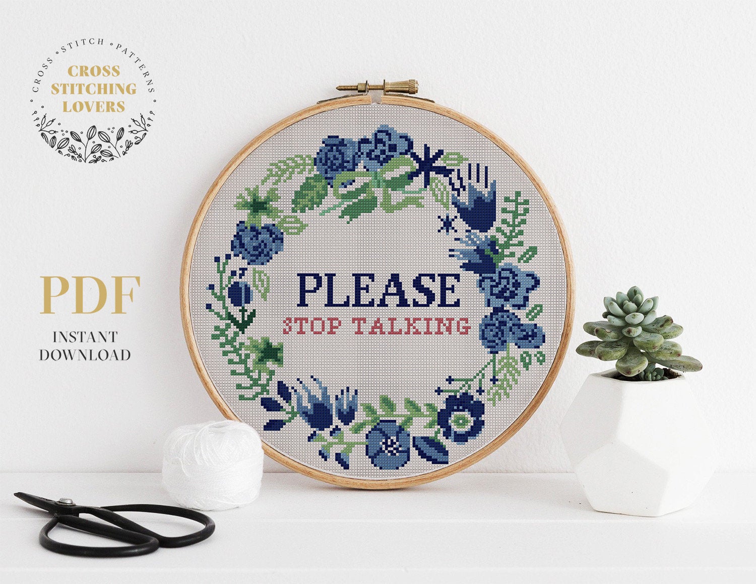 Please Stop Talking - Cross stitch pattern