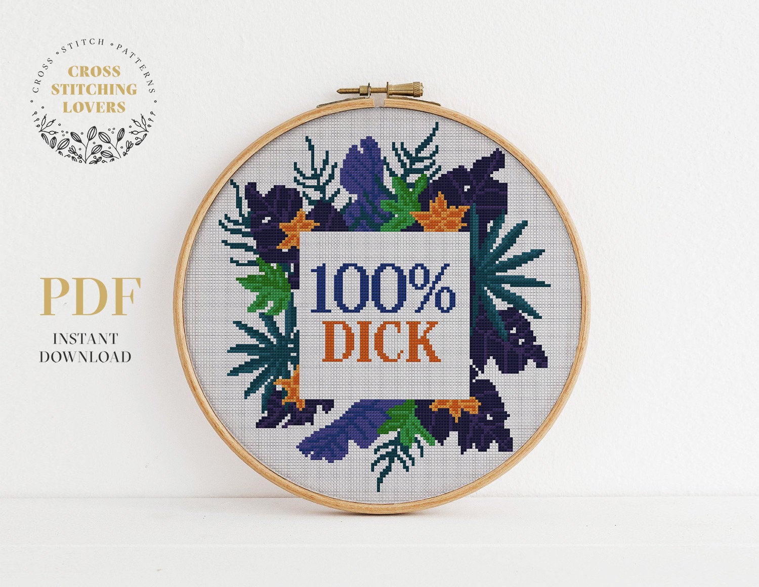 Subversive Cross Stitch Pattern, 100% Dick - Cross stitch pattern