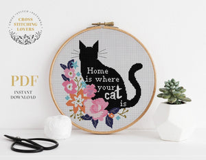 Home is where your cat is - Cross stitch pattern