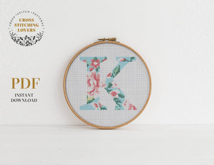 Alphabet "K" - Cross stitch pattern