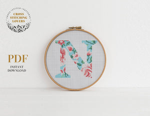 Alphabet "N" - Cross stitch pattern
