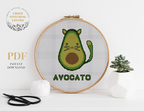 Funny Avocado - Cross stitch pattern