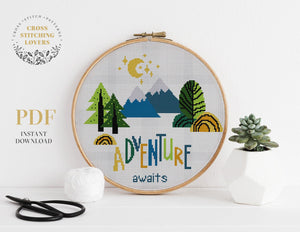 Adventure Awaits - Cross stitch pattern