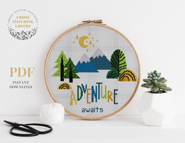 Adventure Awaits - Cross stitch pattern