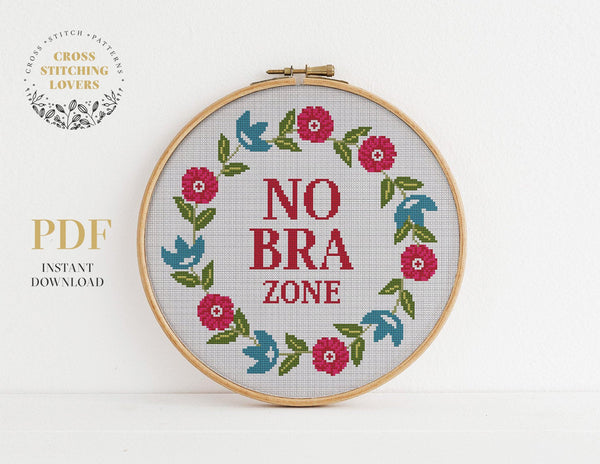 No Bra Zone - Cross stitch pattern