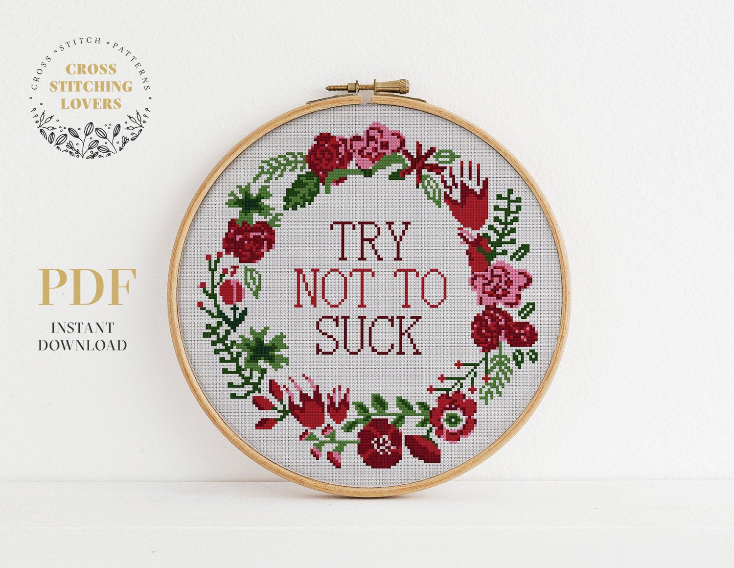 Try not to suck text - Cross stitch pattern