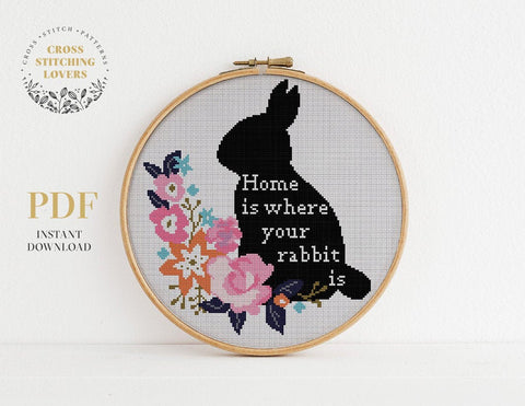 Home is where your rabbit is - Cross stitch pattern