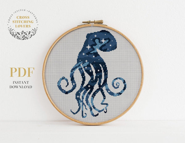 Octopus silhouette - Cross stitch pattern