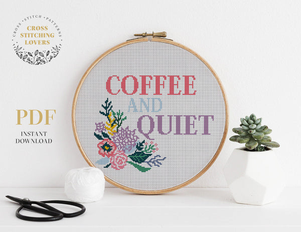 Coffee and quiet - Cross stitch pattern