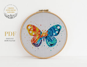 Watercolor butterfly - Cross stitch pattern