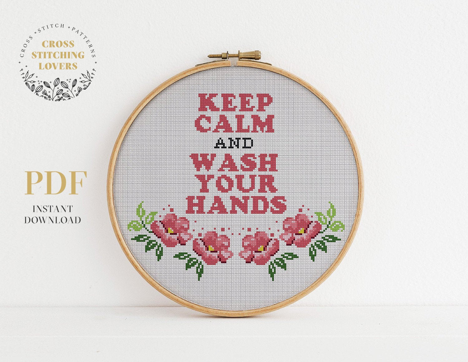 Keep Calm and Wash Your Hands - Cross stitch pattern