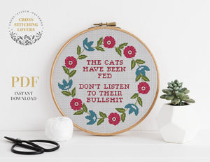 The Cats have been feed - Cross stitch pattern