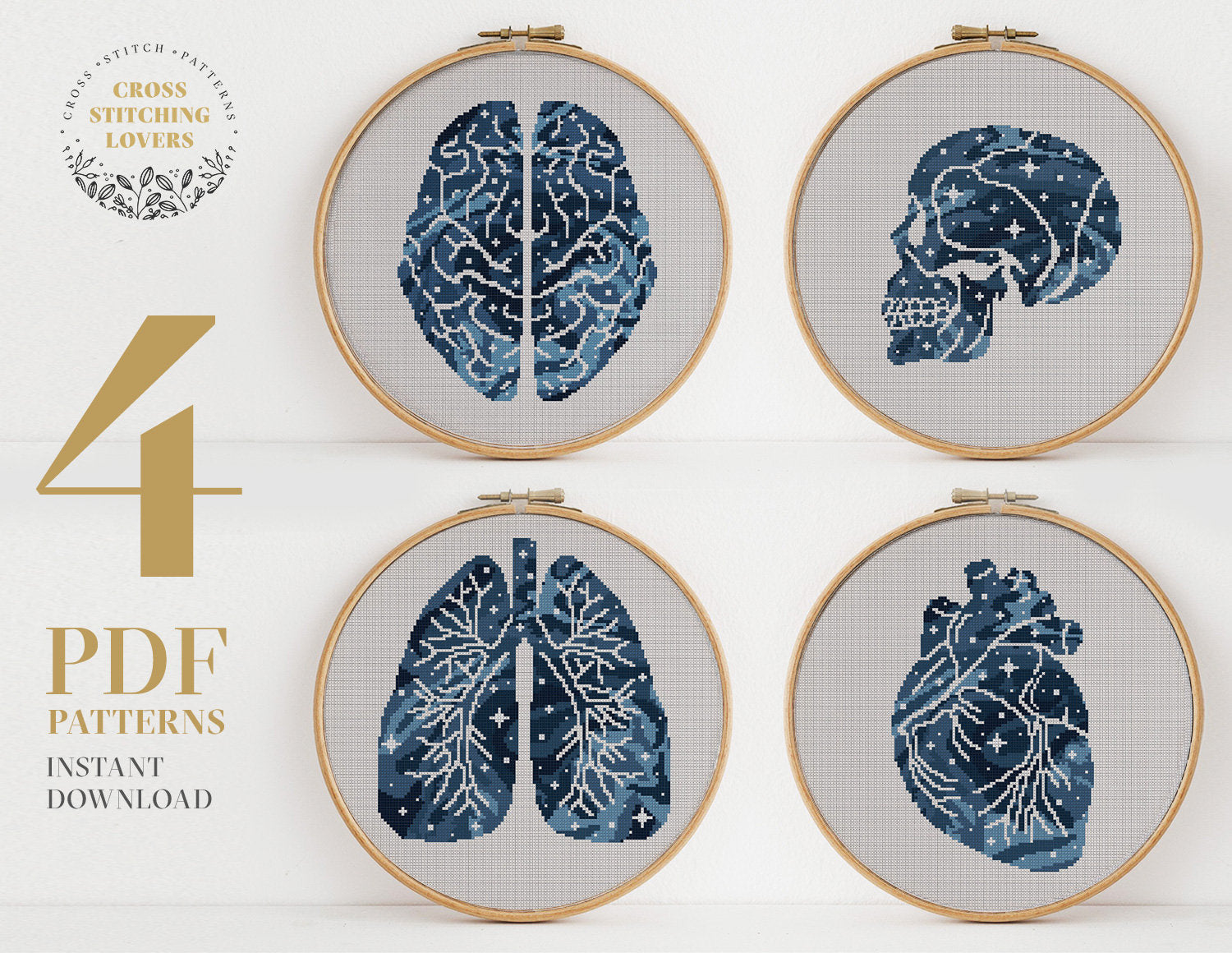 Human anatomy bundle - Cross stitch pattern