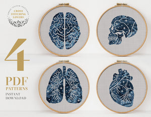 Human anatomy bundle - Cross stitch pattern
