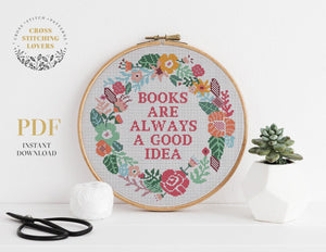 Books are always a good idea - Cross stitch pattern