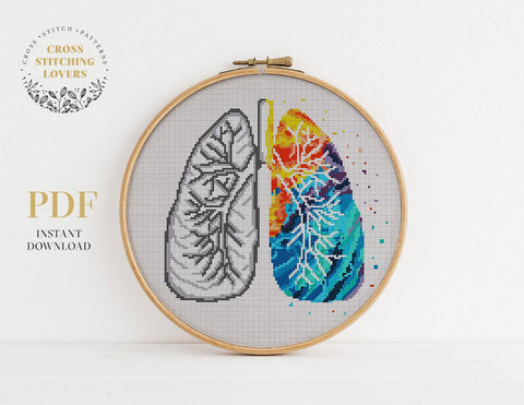 Anatomical LUNGS - Cross Stitch Pattern