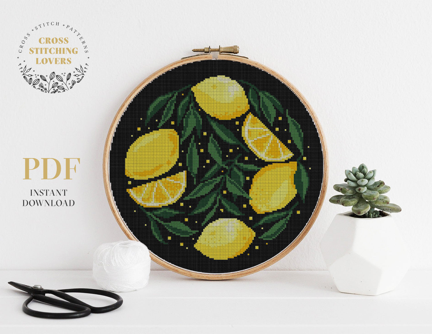 Lemon fruits - Cross stitch pattern